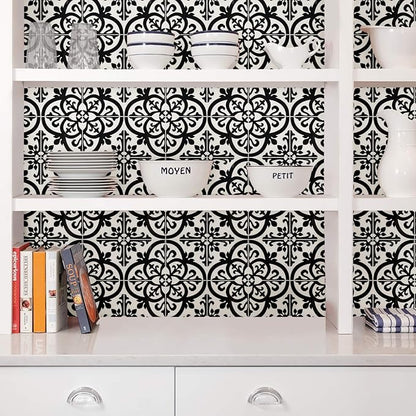 InHome NH2956 Avignon Peel & Stick Backsplash Tiles, Black