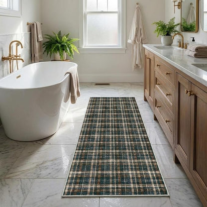 Washable Runner Rug 2x8 Modern Bathroom Rugs Non Slip Kitchen Rugs with Rubber Backing Entryway Rug Soft Non Shedding Stain Resistant Carpet for Laundry Hallway Bedside 2'x8'