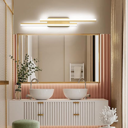 PRESDE 40" LED Bathroom Vanity Light, Modern Brushed Gold Wall Bar Fixture Over Mirror Dimmable