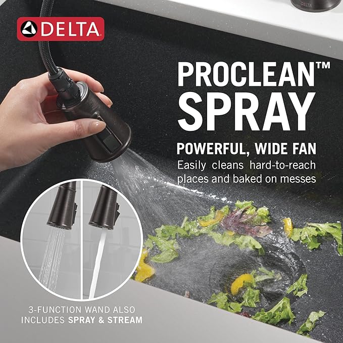 Delta Renaldi Kitchen Faucet with Pull Down Sprayer, Oil Rubbed Bronze Kitchen Sink Faucet, Delta ProClean Kitchen Faucet, Pull Down Kitchen Faucet, Venetian Bronze 9184-RB-DST
