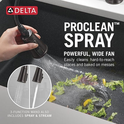 Delta Renaldi Kitchen Faucet with Pull Down Sprayer, Oil Rubbed Bronze Kitchen Sink Faucet, Delta ProClean Kitchen Faucet, Pull Down Kitchen Faucet, Venetian Bronze 9184-RB-DST