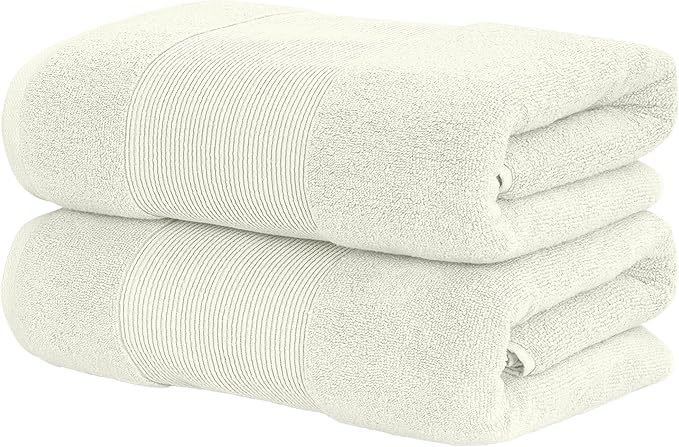 Modern Threads - Air Cloud 2-Pack 100% Zero-Twist Cotton Bath Sheet Set - Super Absorbent & Quick Dry - 500 GSM - Soft & Plush, Ivory