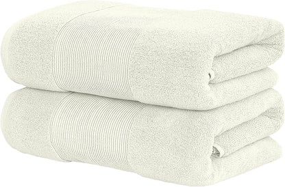 Modern Threads - Air Cloud 2-Pack 100% Zero-Twist Cotton Bath Sheet Set - Super Absorbent & Quick Dry - 500 GSM - Soft & Plush, Ivory