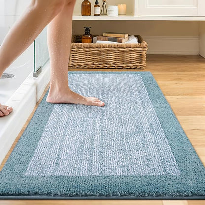 Bathroom Rugs 40x24 Non Slip Washable, Dusty Blue Bath Mat for Bathroom Floor Tub, Soft Absorbent Quick Dry Mats for Shower, Bathtub,Home Decor