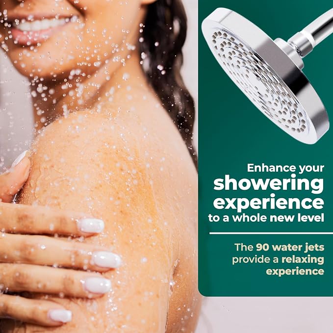 Winthorpe Conservation Rain Shower Head, Matte Black, Round, Low Flow, High Pressure, 1.8 GPM Water Saving, 360 Degree, Eco and Energy Efficient Rainfall Showerhead
