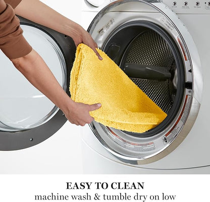 MARTHA STEWART Drylon Microfiber Bath Rug - 1 Piece, Ultra Soft Plush, Non-Slip, Thick, Washable Bathroom Rugs, Home Decor Accessories, Household Essentials, Small Bath Mat, 17" x 24", Yellow