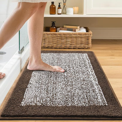 Bathroom Rugs 30x20 Non Slip Washable, Brown Bath Mat for Bathroom Floor Tub, Soft Absorbent Quick Dry Mats for Shower, Bathtub,Home Decor