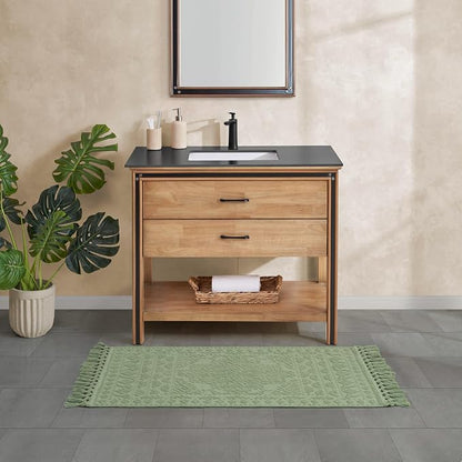 French Connection Nellore Bath Rugs, Woven and Beaded Bath Mats, Durable and Thick Bath Mats for Bathroom and Shower Rugs, 26" x 49", Sage Green