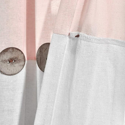 Lush Decor Linen Button Shower Curtain, 72" W x 72" L, Blush & Off White - Pink Bathroom Curtain - Fabric Shower Curtains - Farmhouse Bathroom Decor (Pack of 6)