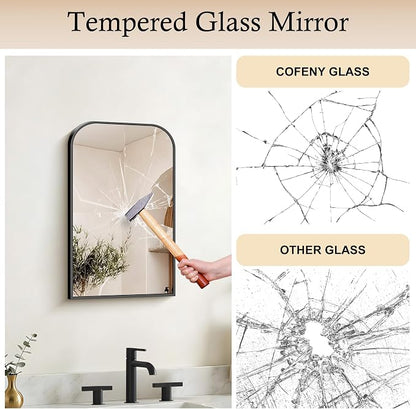 COFENY Bathroom Mirror, 16x24 inch Black Rectangle Wall Mounted Mirror with Thin Frame, Bathroom Vanity Mirrors for Over Sink, Entryway, Living Room, Bedroom