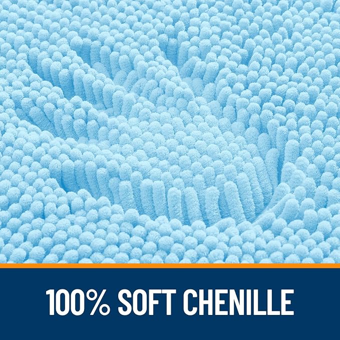 OLANLY Bathroom Rugs 30x20, Extra Soft Absorbent Chenille Bath Rugs | Sky Blue, Quick-Drying Rubber Backing, Machine Washable Bath Mat for Bathroom Floor, Tub and Shower, Home Decor Accessories