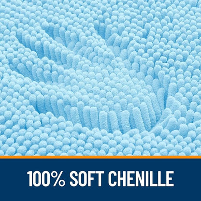 OLANLY Small Bathroom Rugs 24x16, Extra Soft Absorbent Chenille Bath Rugs | Sky Blue, Quick-Drying Rubber Backing, Machine Washable Bath Mat for Bathroom Floor, Tub and Shower, Home Decor Accessories