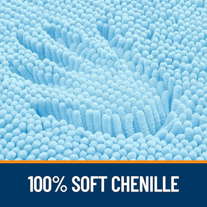 OLANLY Large Bathroom Rugs 50x30, Extra Soft Absorbent Chenille Bath Rugs | Sky Blue, Quick-Drying Rubber Backing, Machine Washable Bath Mat for Bathroom Floor, Tub and Shower, Home Decor Accessories