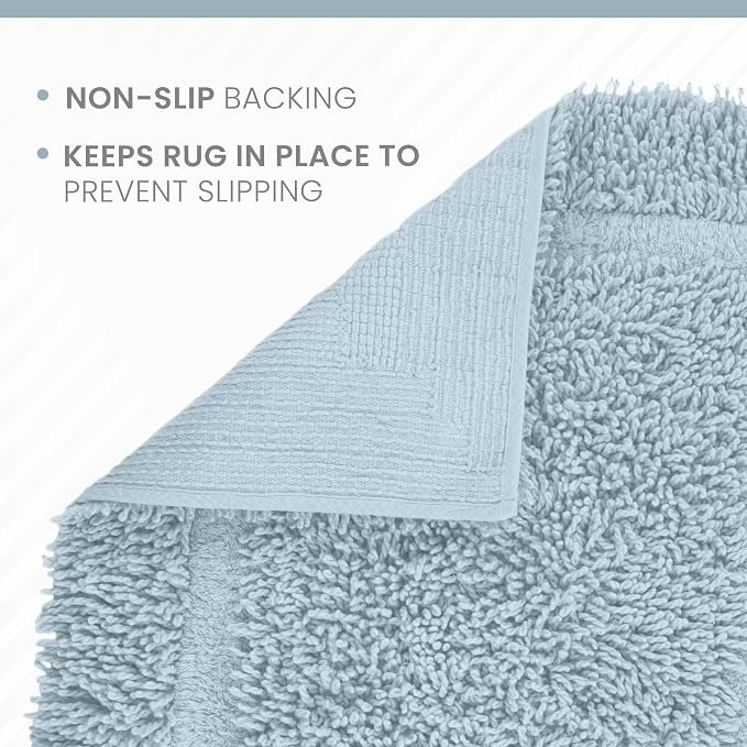 Martex Ringspun Bath Rug, 20" x 30", Soft Blue | 100% Cotton, Super Soft, Super Absorbent, Non-Slip, Quick Drying