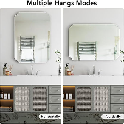 20x28 Inch Bathroom Mirrors for Over Sink, Frameless Mirrors for Wall | Beveled Bathroom Mirror, Bathroom Vanity Mirror for Bedroom Living Room Entryway Home Decor