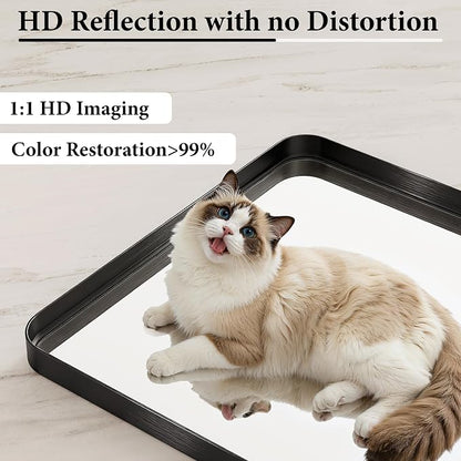 28x40 Inch Black Metal Framed Bathroom Mirror for Wall, HD Tempered Glass, Vanity Mirror for Over Sink, Anti-Rust Aluminum Alloy Mirror, Farmhouse, Horizontally or Vertically Hanging