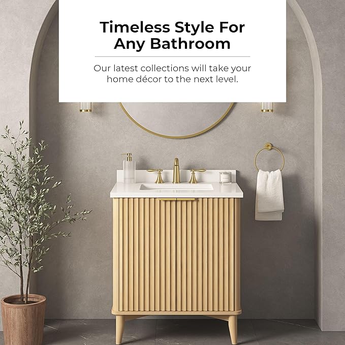 OVE Decors Indy 30 in. Undermount Single Sink Bathroom Vanity with White Engineered Marble Top, Rustic Ash