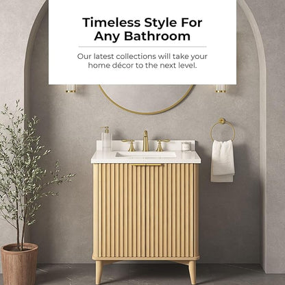 OVE Decors Indy 30 in. Undermount Single Sink Bathroom Vanity with White Engineered Marble Top, Rustic Ash