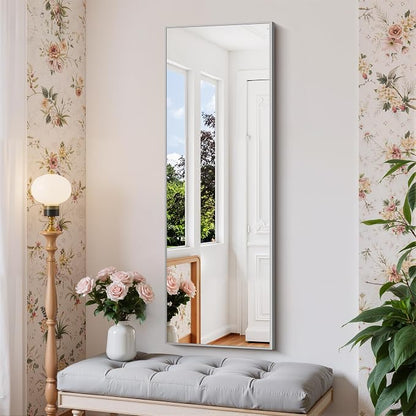 COFENY Silver Bathroom Mirror for Wall, 16x48 Inch Rectangle Mirror with Metal Frame, Modern Vanity Mirrors for Bathroom Living Room, Entryway Hangs Horizontal or Vertical