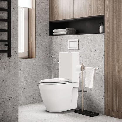 19" Elongated Slow Close Toilet Seat, White Polypropylene Toilet Seat Cover with Never Loosen Durable Lid, Quiet and Easy to Install and Clean
