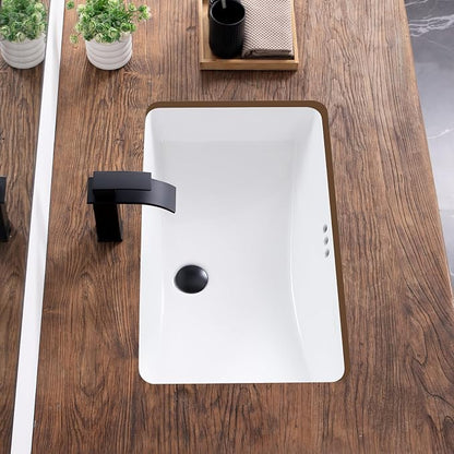 27 Inch Undermount Bathroom Sink White Ceramic Rectangular Under Counter Bathroom Sink for Cabinet Porcelain Vanity Sinks,Overflow Type (27.3"x16.5")