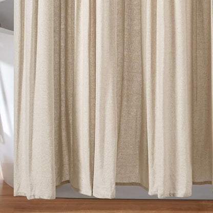 Lush Decor Linen Button Shower Curtain, 72" W x 72" L, Dark Linen - Beige Shower Curtain Fabric - Rustic Bathroom Curtain - Farmhouse Bathroom Decor