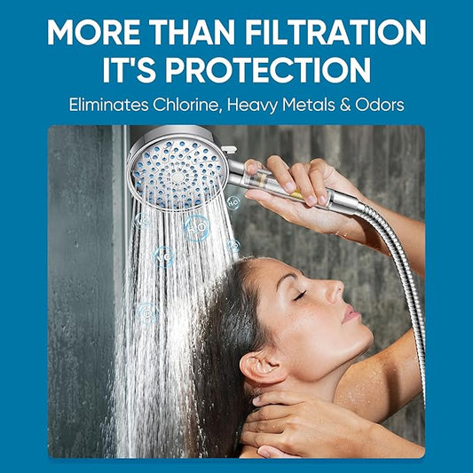 Cobbe Filtered Shower Head with Handheld, Water Softener for Hard Water | Upgraded High Pressure 7 Spray Mode Shower Head with Filters - Remove Chlorine - Reduces Dry Itchy Skin, Chrome
