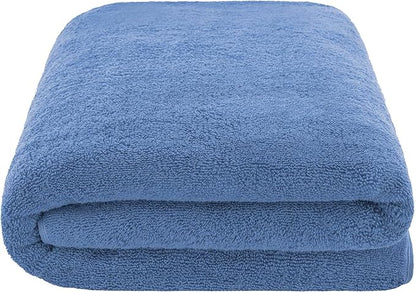 American Soft Linen 100% Cotton 600 GSM Turkish 40x80 Oversized Bath Towel Sheet, Extra Large Adult Towels for Bathroom, Electric Blue Bath Sheet