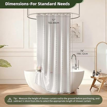 78 Inch Shower Curtain White Shower Curtain Fabric 72x78 Shower Curtains Cloth Textured Tufted Chevron Elegant Shower Curtains Waterproof for Bathroom