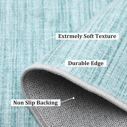 Garvee 9x12 Rug for Kids Room Machine Washable Area Rugs Large Solid Color Living Room Rug with Non Slip Backing, Stain Resistant Non Shedding Carpet Low Pile Soft Neutral Mats for Bedroom, Blue | Non Slip Backing Stain Resistant Non Shedding Low Pile ...