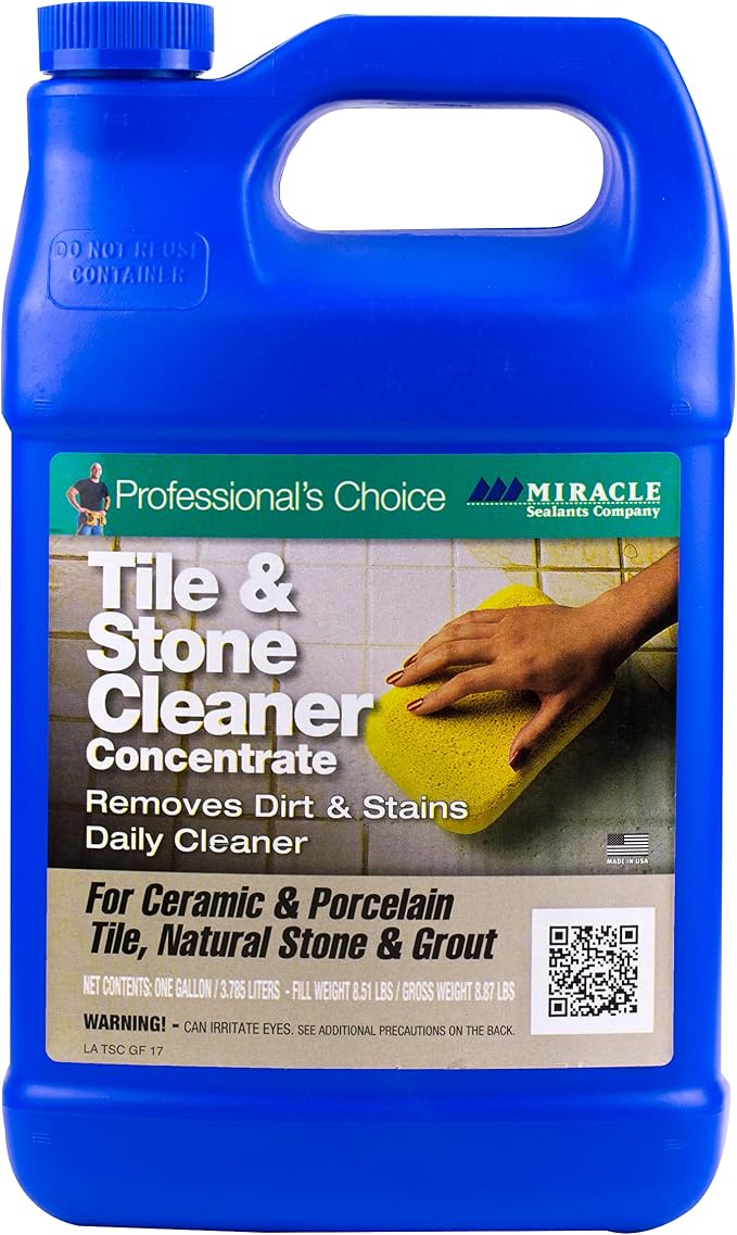 Miracle Sealants Tile & Stone Cleaner Concentrate, pH Neutral, Gallon | Low-odor, low VOC. Safe daily cleaning for ceramic & porcelain tile, natural stone & grout; won't strip sealer. Concentrate.