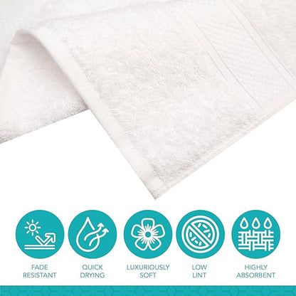 Pleasant Home Bath Towels Set of 6 (24” x 50”) 100% Cotton, 515 GSM | Lightweight, Soft & Highly Absorbent Luxury Towels for Bathroom | for Gym, Pool & Spa | 6 Pack, White