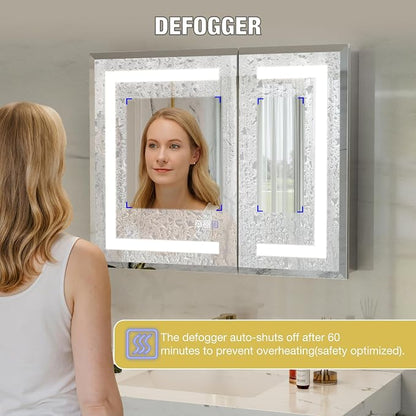 30x24 Lighted Medicine Cabinet with Mirror Defogger - Dimmable Touch Sensor, Adjustable Color Temperature, Shatterproof Tempered Glass, Quick-Release Hinges, Adjustable Shelves,UL Certified