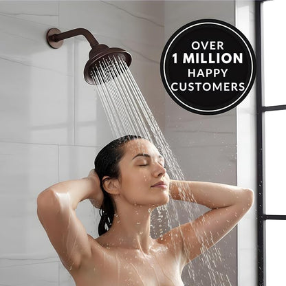 Aqua Elegante Massage Shower Head With Mist - 2.5 GPM - Oil-Rubbed Bronze | High Pressure Boosting, 6 Function Adjustable Massaging Rainfall Showerhead For Low Flow Baths With Water Saving Nozzles