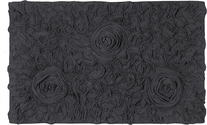 Home Weavers Bell Flower Collection 100% Cotton Tufted Bath Rugs, Extra Soft and Absorbent Bath Rugs, Non-Slip Bath Mats, Machine Washable, Bath Mats for Bathroom Floor, 21"x34" Rectangle, Gray