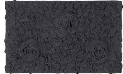 Home Weavers Bell Flower Collection 100% Cotton Tufted Bath Rugs, Extra Soft and Absorbent Bath Rugs, Non-Slip Bath Mats, Machine Washable, Bath Mats for Bathroom Floor, 21"x34" Rectangle, Gray