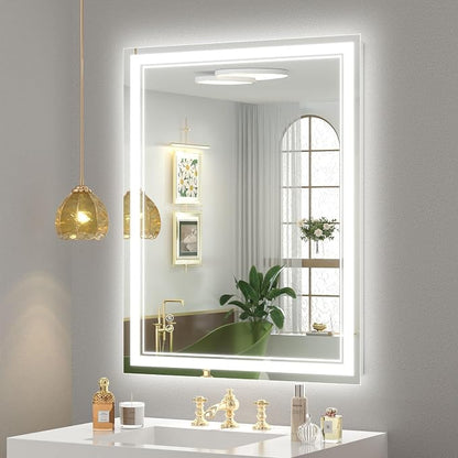 OKPAL 24x36 LED Bathroom Mirror, Anti-Fog Lighted Bathroom Mirror, Dimmable Lighted Vanity Mirror, LED Vanity Mirror with Lights, Shatterproof, ETL Listed, Horizontal/Vertical