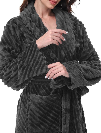 Yurhap Premium Robes for Women - Super Soft Cozy Fleece Womens Robe Plush Long Bathrobe