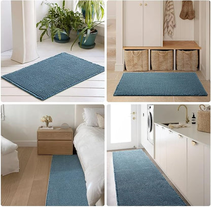 TYUU Waffle Bath Mat, Boho Bathroom Rugs Non Slip, 36x24 Denim Blue | Super Absorbent Quick Dry Bath Rug, Non-Slip Backing, Soft Waffle Washable Farmhouse Bathroom Mats, Tub, Shower & Home Decor