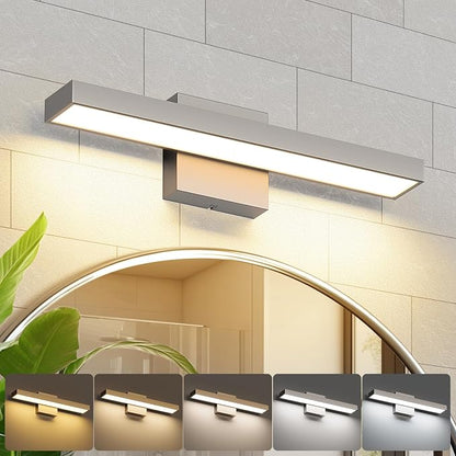 Modern Brushed Nickel Vanity Light 5CCT Dimmable Bathroom Wall Light | Vanity Light for Bathroom Over Mirror 16.53 inch Bath Vanity Lights Bar