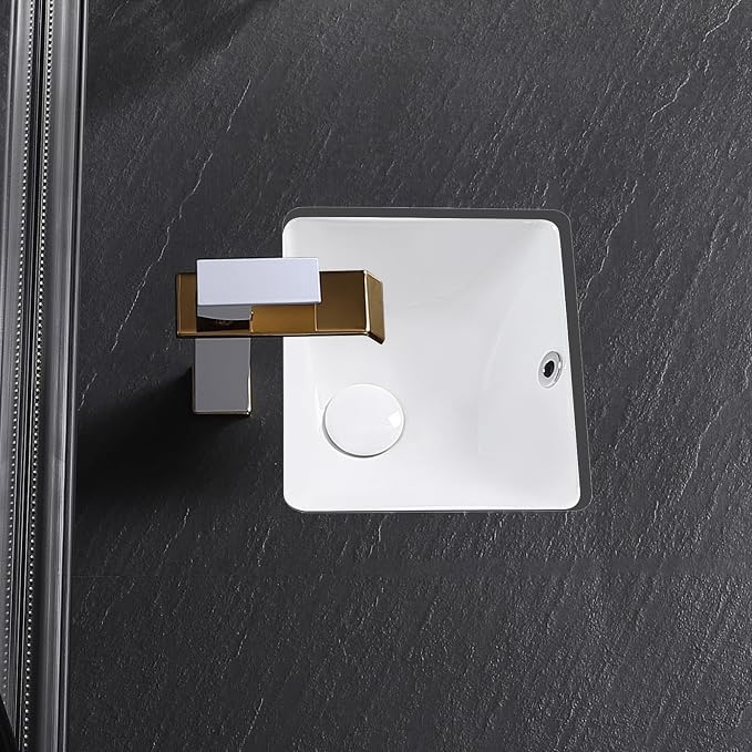 Small Undermount Bathroom Sink 12x11 Inch Vessel Sink White Porcelain Ceramic Under Counter Lavatory Vanity Sink Basin Rectangular Undermount Sinks with Overflow