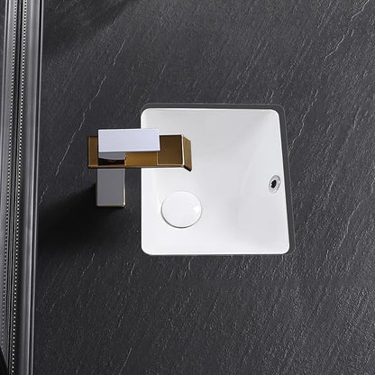 Small Undermount Bathroom Sink 12x11 Inch Vessel Sink White Porcelain Ceramic Under Counter Lavatory Vanity Sink Basin Rectangular Undermount Sinks with Overflow