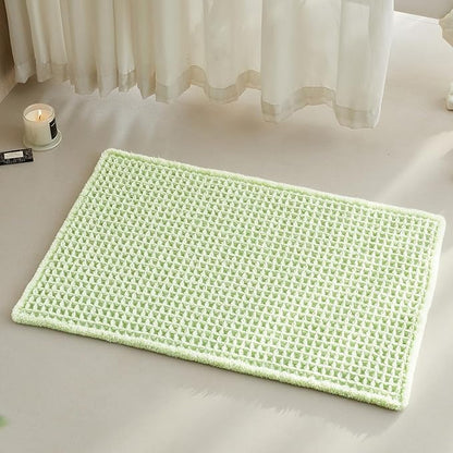TYUU Waffle Bath Mat, Boho Bathroom Rugs Non Slip, 30x20 Pale Green | Super Absorbent Quick Dry Bath Rug, Non-Slip Backing, Soft Waffle Washable Farmhouse Bathroom Mats, Tub, Shower & Home Decor