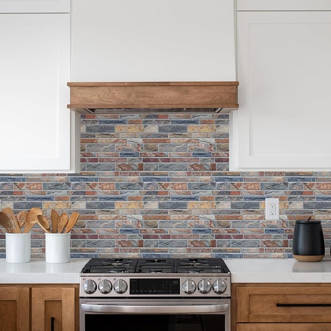 STICKGOO Thicker Design Peel and Stick Tile Backsplash, 12”×12” Stick on Backsplash for Kitchen, Self Adhesive Tile Stickers for Kitchen Backsplash and Bathroom(10 Sheets, Vintage Stone)