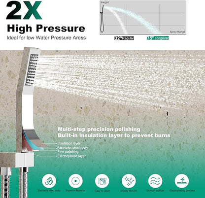 Longriver S200 Shower Faucet Set, Shower System Bathroom High Pressure 10 Inches Rainfall Shower Head with Handheld Spray, Wall Mounted Shower Fixtures with Shower Valve and Trim Kit, Polished Chrome