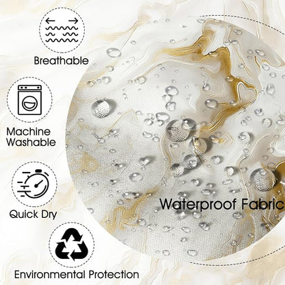 Mocsicka Shower Curtains for Bathroom, Gold Marble Shower Curtain for Bathroom, Abstract Gold and White Shower Curtain Modern Art Decor Waterproof Bath Curtain for Modern Bath Decor, 72 X 72 Inch