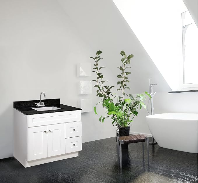 Design House Brookings Bathroom Vanity, 36", White | Adjustable Hinges, Freestanding, Contemporary/Modern, Wood, Bath, 586958