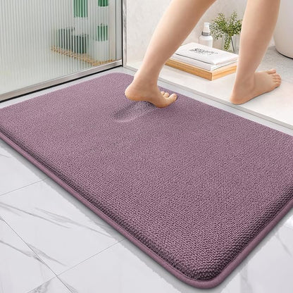 OLANLY Thick Memory Foam Bathroom Rugs 36x24, Absorbent Bath Mat, Deep Plum | Soft Quick Dry Bath Rugs, Non-Slip, Machine Washable Carpet for Bathroom Floor, Tub and Shower, Home Decor Accessories