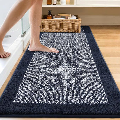 80x24 Large Bathroom Rugs Washable Non Slip, Bath Mat for Bathroom Floor Tub, Soft Absorbent Quick Dry Mats for Shower, Bathtub,Home Decor(Dark Blue)