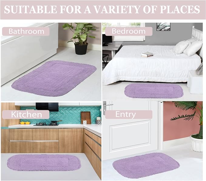 Home Weavers Radiant Collection 100% Cotton Bathroom Rugs Set, Washable Rug, Thick Extra Soft and Absorbent Bath Rug, Kitchen Mat, Bath Mat Set, Bath Floor Mat Non Slip, 24"x40" Rectangle, Purple